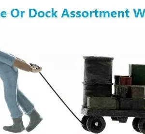 Dock/Warehouse Worker Pulling full Cart Of Items Painted And Ready To Go #498
