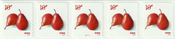 USA - 2016 Red Pears Stamps MNH Coil Strip of 5 Stamps - #5039