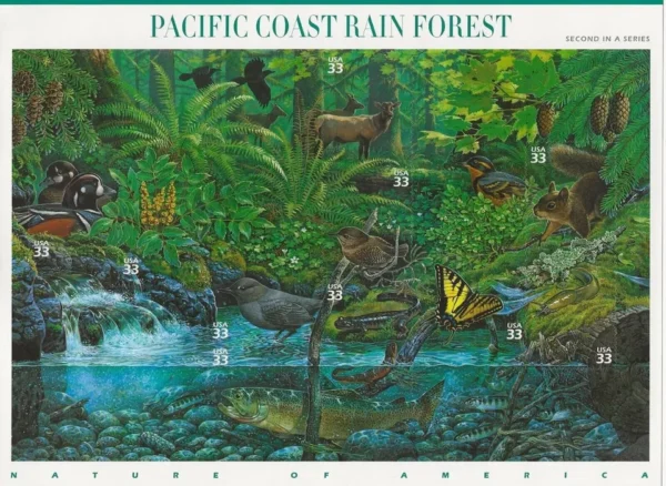 U.S. Stamp Mint Sheet, #3378, 33 cents, M/NH 10ct Pacific Coast Rain Forest