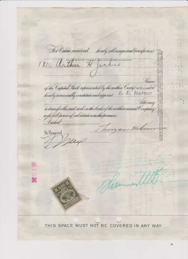 Pittsburgh And Lake Erie Railroad Co. Stock Certificate with Stamp  #43630 - Image 2