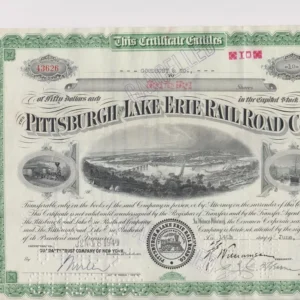 Pittsburgh And Lake Erie Railroad Co. Stock Certificate with Stamp  #43626