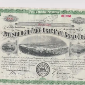 Pittsburgh And Lake Erie Railroad Co. Stock Certificate with Stamps  #43625