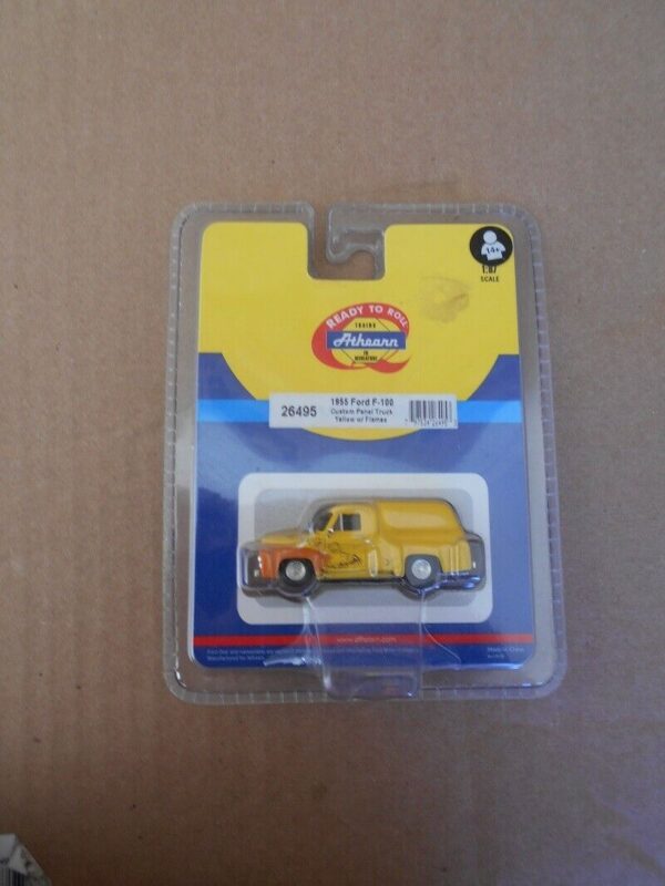 Athearn 1955 Ford F-100 Custom Panel Truck Yellow w/ Flames HO Scale # 26495