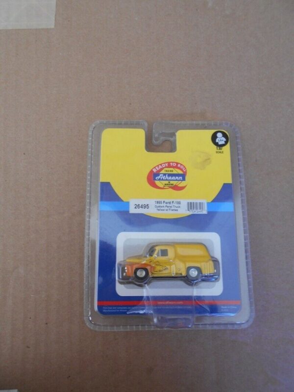 Athearn 1955 Ford F-100 Custom Panel Truck Yellow w/ Flames HO Scale # 26495 - Image 2