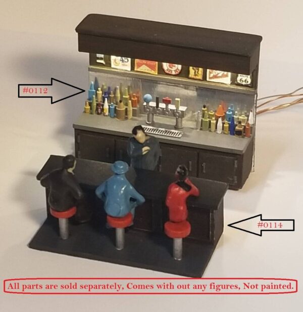 Pete's 3D Printer HO Scale 3 Stool Bar #114 - Image 4