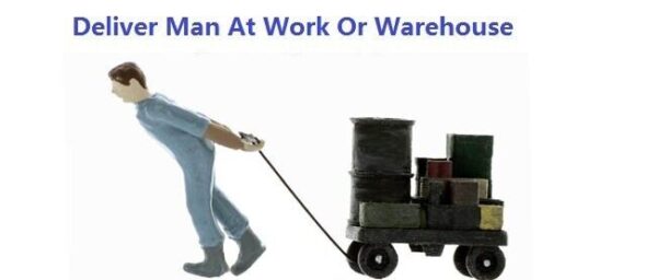 Dock/Warehouse Worker Pulling full Cart Of Items Painted And Ready To Go #498 - Image 2