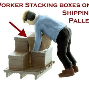 Dock/Warehouse Worker Stacking Boxes On Pallet Painted And Ready To Go #482