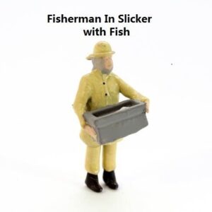 N Scale The Fisherman in Slicker with Fish, Painted And Ready To Go #361
