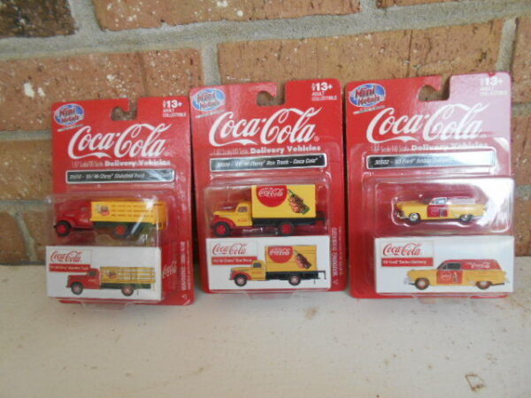 Classic Metal Works Ho  With Coca-Cola Set One With 3 Trucks 1 Car