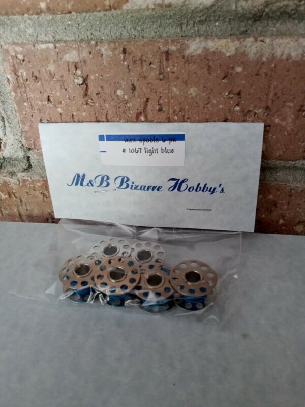 #1067 M&B HO Scale Real Light Blue Wire With Metal Spools (6 Per Pack) - Image 3