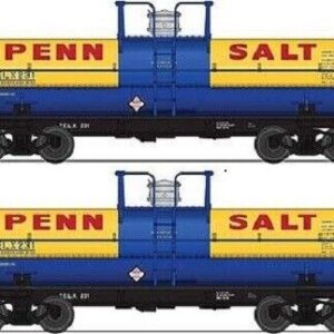 BWL #6466 Broadway Limited HO Penn Salt Blue & Yellow 6000 Gallon Tank 2-Pack