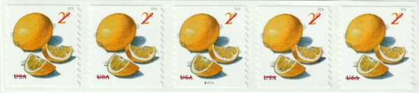 USA - 2018 Lemons Stamps MNH Coil Strip of 5 Stamps - #5256