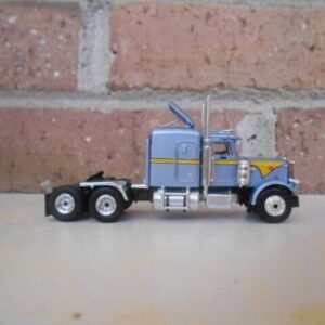 Brekina HO Scale Classic 3-Axle Peterbilt 359 Truck Tractor Blue & Yellow #85711