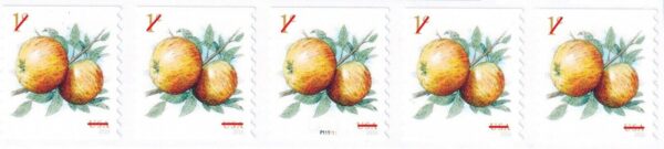 USA - 2016 Apples Stamps MNH Coil Strip of 5 Stamps - #5037