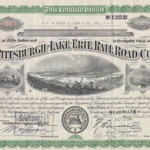 Pittsburgh And Lake Erie Railroad Co. Stock Certificate with Stamp #56230