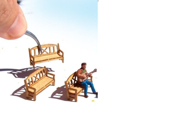 #19 HO Scale Laser Cut Wooden Benches Kit For Railway Garden Park Benchs 3 Pr Pk - Image 4