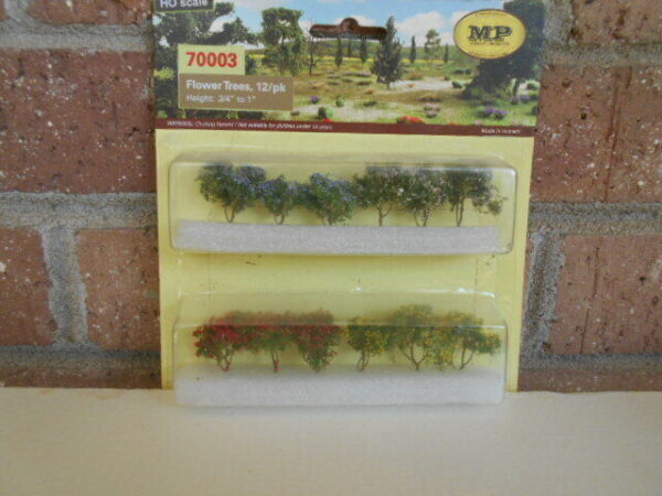 MP Scenery Products Item  #70003 HO Scale Flower Trees 12/pk Height 3/4" To 1"