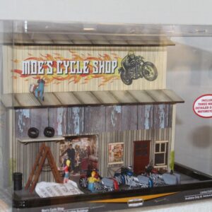 Menarnds #275-9252 HO Scale Moe's Cycle Shop With 4.5-volt power supply