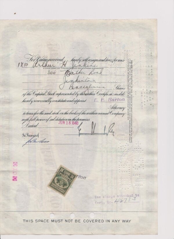Pittsburgh And Lake Erie Railroad Co. Stock Certificate with Stamp  #43626 - Image 2