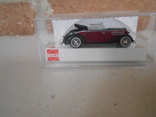 Busch HO Scale Mercedes 170-S Cabrio Black & Maroon #40507