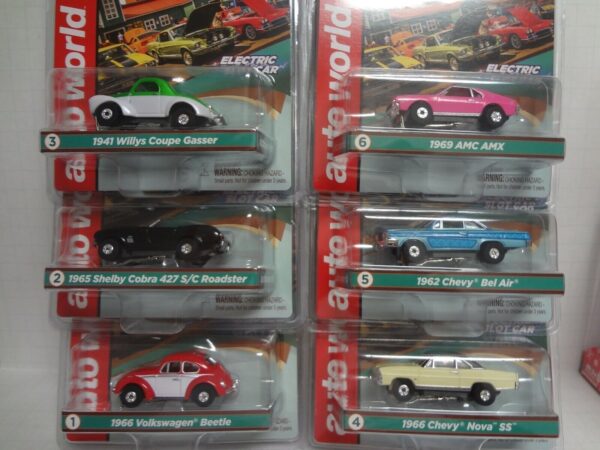Auto World SC360 TJ R31 Cars N Coffee Electric Slot Car Set of 6 - A  1:64 Scale