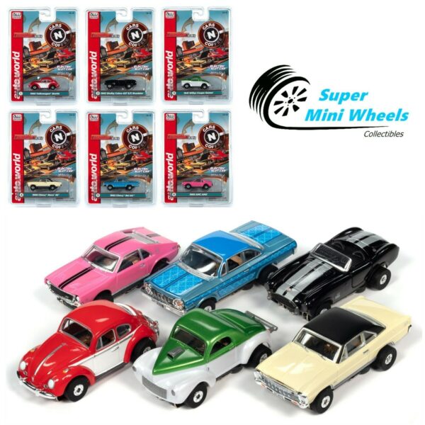 Auto World SC360 TJ R31 Cars N Coffee Electric Slot Car Set of 6 - A  1:64 Scale - Image 2