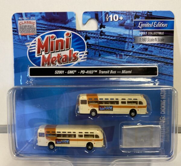 Classic Metal Works #52001 N- Scale GMC Transit Bus Miami 2 Per pack